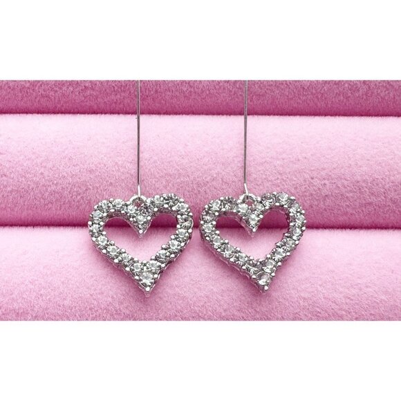 Heart Hollow Design Long Dangle Earrings - Picture 3 of 4